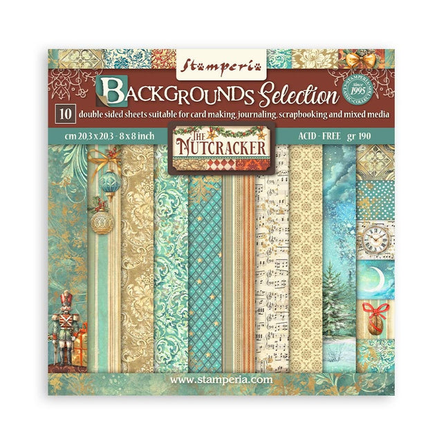 Paper Pad 20.3x20.3 cm - 10 Sheets - Backgrounds Selection - The Nutcracker