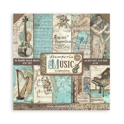 Paper pad 20.3x20.3 cm - 10 sheets - Music