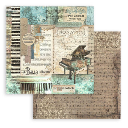 Paper pad 20.3x20.3 cm - 10 sheets - Music