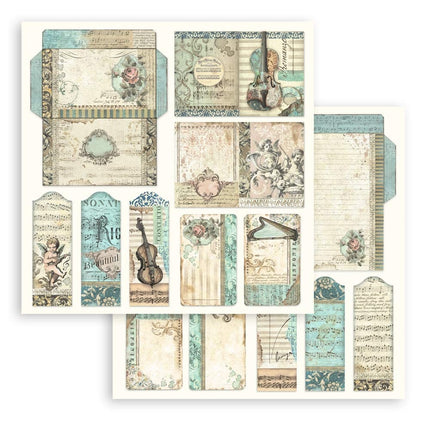 Paper pad 20.3x20.3 cm - 10 sheets - Music