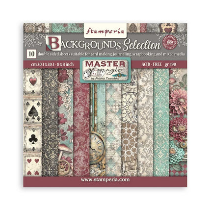 Paper Pad 20.3x20.3 cm - 10 Sheets - Backgrounds Selection - Master of Magic