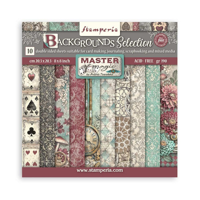 Paper Pad 20.3x20.3 cm - 10 Sheets - Backgrounds Selection - Master of Magic