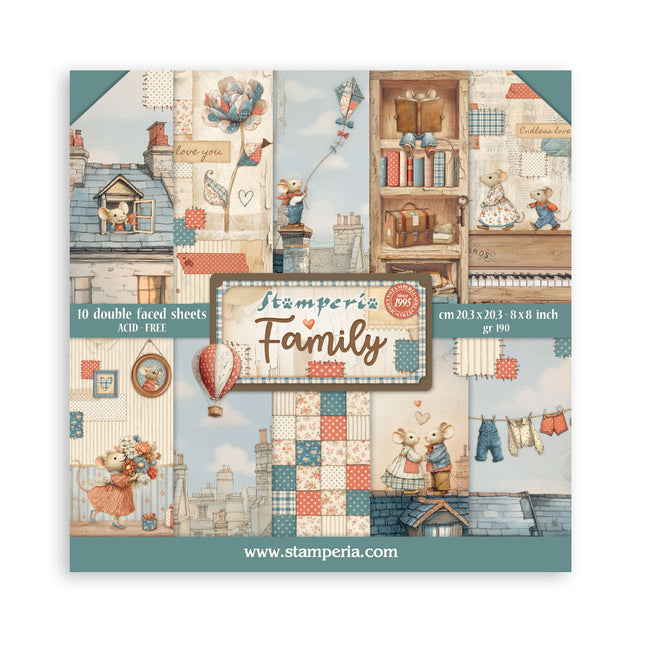 Scrapbooking Small Pad 10 sheets 20.3x20.3 cm (8"x8") - Family