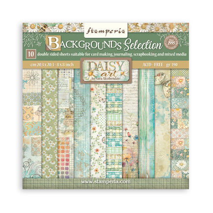 Scrapbooking Small Pad 10 sheets 20.3x20.3 cm (8"x8") Backgrounds Selection - Daisy Art