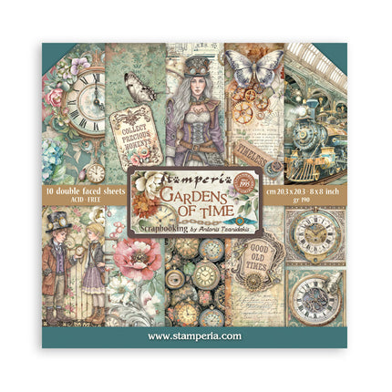 Scrapbooking Printed Pad for Art and Craft 10 sheets cm 20,3X20,3 (8"X8") - Gardens of Time