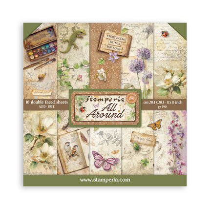 Scrapbooking printed pad for art and craft 10 sheets cm 20.3x20.3 (8"x8") - All Around