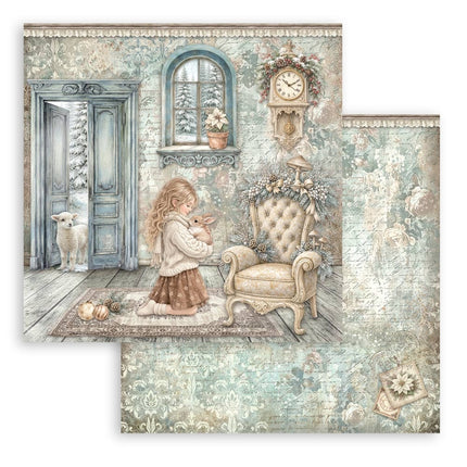 Scrapbooking Printed Pad for Art and Craft 10 sheets cm 20,3X20,3 (8"X8") - White Christmas