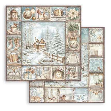 Scrapbooking Printed Pad for Art and Craft 10 sheets cm 20,3X20,3 (8"X8") - White Christmas