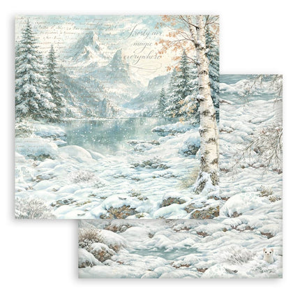 Scrapbooking Printed Pad for Art and Craft 10 sheets cm 20,3X20,3 (8"X8") Backgrounds - White Christmas