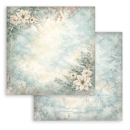 Scrapbooking Printed Pad for Art and Craft 10 sheets cm 20,3X20,3 (8"X8") Backgrounds - White Christmas