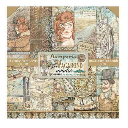 Scrapbooking Small Pad 10 sheets cm 20,3X20,3 (8"X8") - Sir Vagabond Aviator