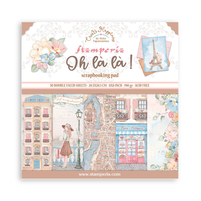 Scrapbooking Small Pad 10 sheets cm 20,3X20,3 (8"X8") - Create Happiness Oh lá lá