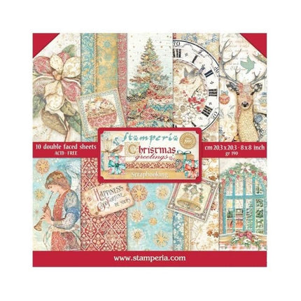 Scrapbooking Small Pad 10 sheets cm 20,3X20,3 (8"X8") - Christmas Greetings