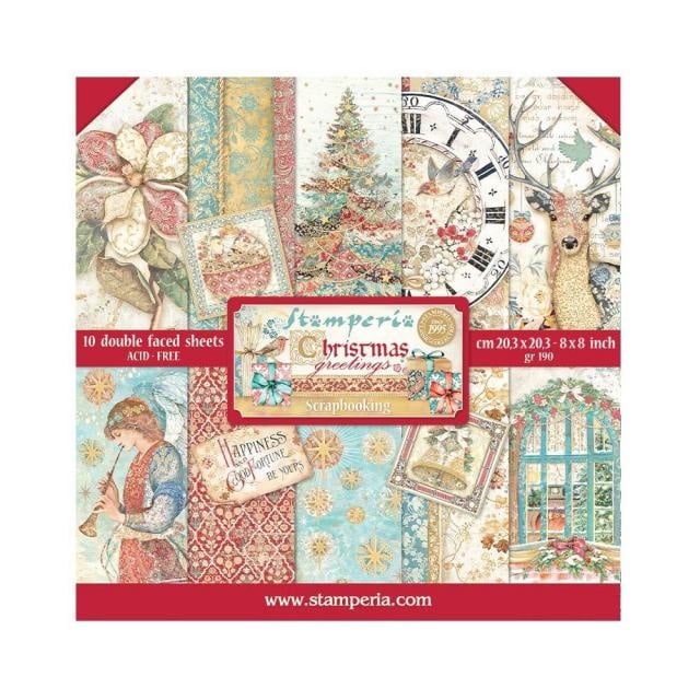 Scrapbooking Small Pad 10 sheets cm 20,3X20,3 (8"X8") - Christmas Greetings