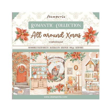 Scrapbooking Small Pad 10 sheets cm 20,3X20,3 (8"X8") - All Around Christmas