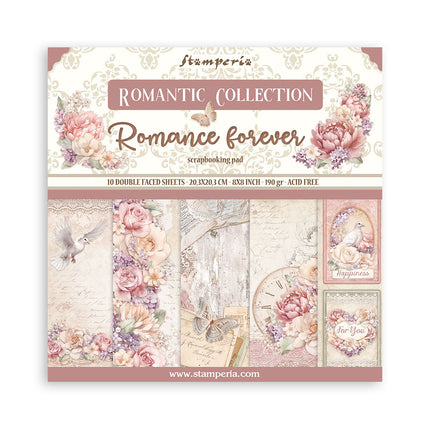 Scrapbooking Small Pad 10 sheets cm 20,3X20,3 (8"X8") - Romance Forever