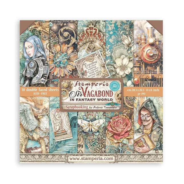 Scrapbooking Small Pad 10 sheets cm 20,3X20,3 (8"X8") - Sir Vagabond in Fantasy World