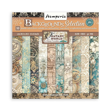 Scrapbooking Small Pad 10 sheets cm 20,3X20,3 (8"X8") Backgrounds Selection - Sir Vagabond in Fantasy World