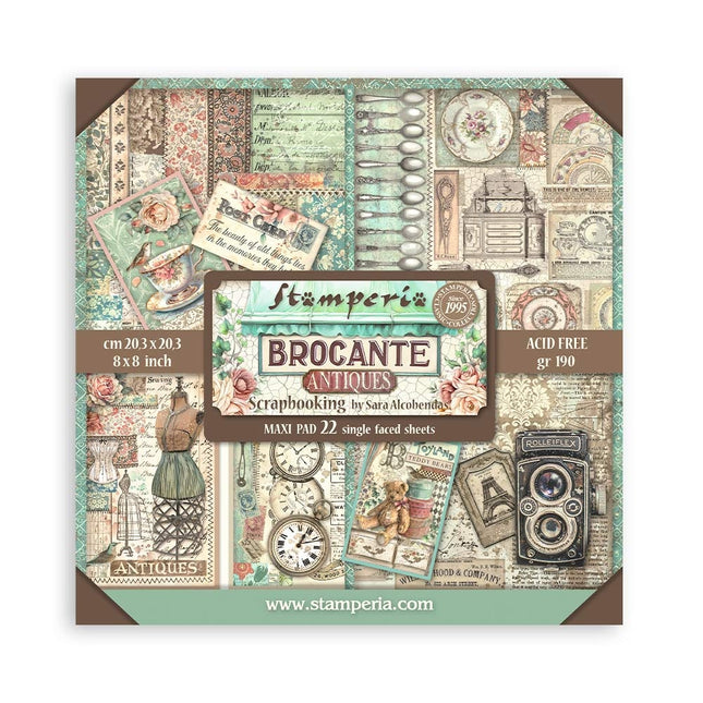 Paper pad 20.3x20.3 cm - 22 sheets - Single Face Brocante Antiques