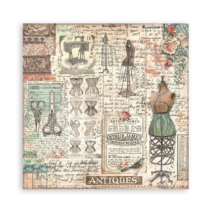 Paper pad 20.3x20.3 cm - 22 sheets - Single Face Brocante Antiques