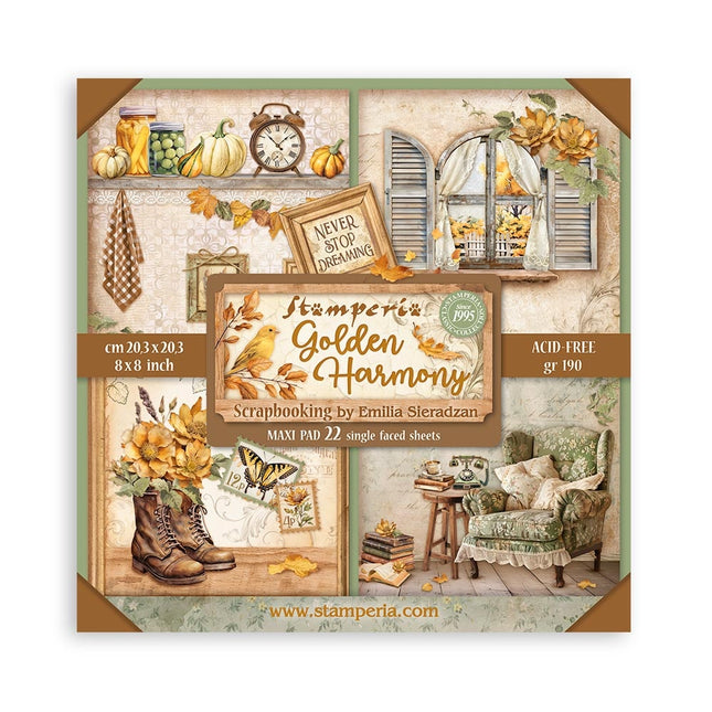 Paper pad 20.3x20.3 cm - 22 sheets - Single Face Golden Harmony