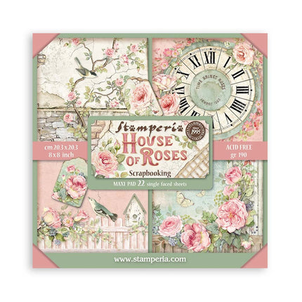 Paper pad 20.3x20.3 cm - 22 sheets - Single-sided House of Roses