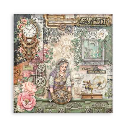 Scrapbooking Printed Pad for Art and Craft 22 sheets cm 20,3X20,3 (8"X8") Single Face Gardens of Time