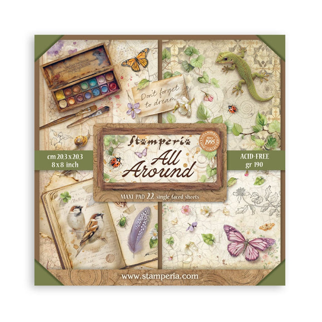 Scrapbooking printed pad for art and craft 22 sheets cm 20.3x20.3 (8"x8") single face - All Around