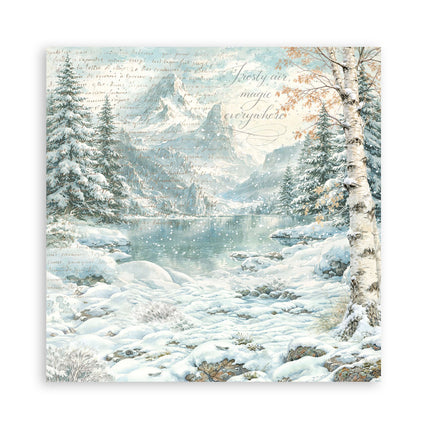 Scrapbooking Printed Pad for Art and Craft 22 sheets cm 20,3X20,3 (8"X8") Single Face White Christmas