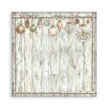 Scrapbooking Printed Pad for Art and Craft 22 sheets cm 20,3X20,3 (8"X8") Single Face White Christmas