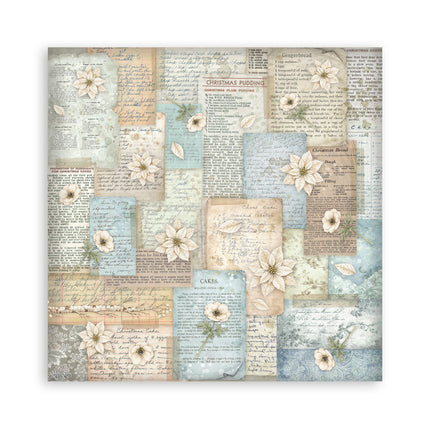 Scrapbooking Printed Pad for Art and Craft 22 sheets cm 20,3X20,3 (8"X8") Single Face White Christmas