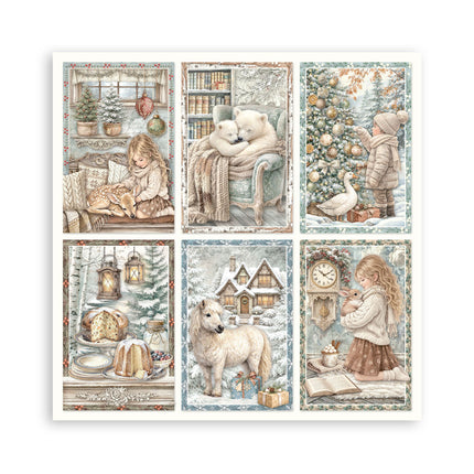 Scrapbooking Printed Pad for Art and Craft 22 sheets cm 20,3X20,3 (8"X8") Single Face White Christmas