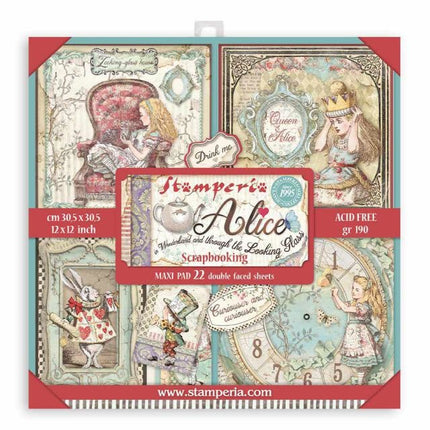 Scrapbooking Pad 22 sheets - 30.5x30.5 (12"x12") - Double face Alice in Wonderland and through the