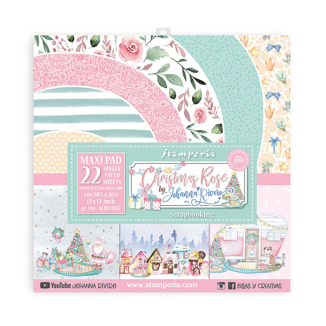 Scrapbooking Pad 22 sheets cm 30,5x30,5 (12"x12") Single face - Christmas rose