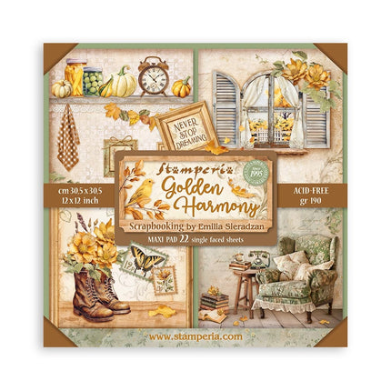 Paper pad 30.5x30.5 cm - 22 sheets - Single-sided - Golden Harmony