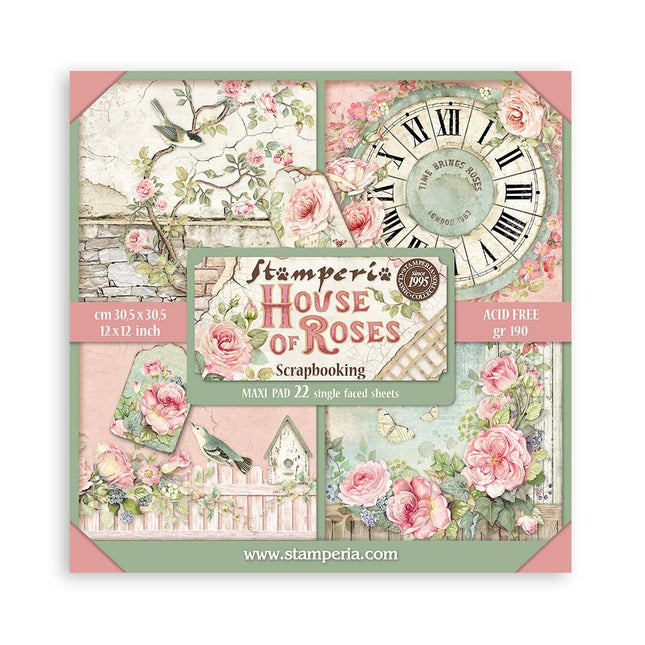 Paper pad 30.5x30.5 cm - 22 sheets - Single-sided - House of Roses