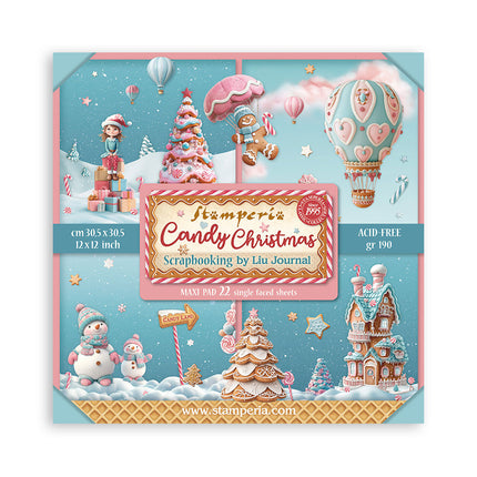 Paper pad 30.5x30.5 cm - 22 sheets - Single-sided - Candy Christmas