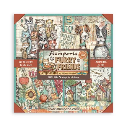 Paper Pad 30.5x30.5 cm - 22 Sheets - Single-Sided - Furry Friends  