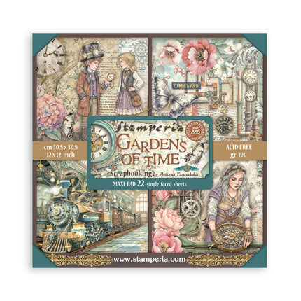 Scrapbooking Printed Pad for Art and Craft 22 sheets cm 30,5x30,5 (12"x12") Single face - Gardens of Time