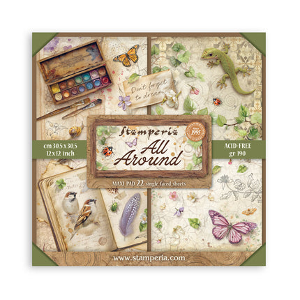 Scrapbooking printed pad for art and craft 22 sheets cm 30.5x30.5 (12"x12") single face - All Around