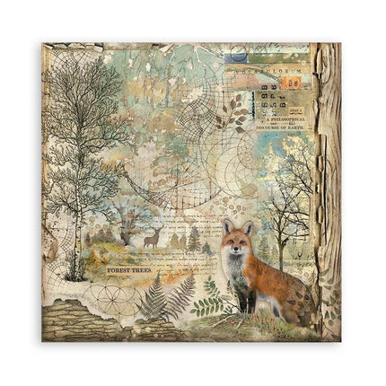 Paper pad 30.5x30.5 cm - 22 sheets - Single-sided - 18 printed sheets + 6 Grass paper Forest