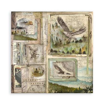 Paper pad 30.5x30.5 cm - 22 sheets - Single-sided - 18 printed sheets + 6 Grass paper Forest