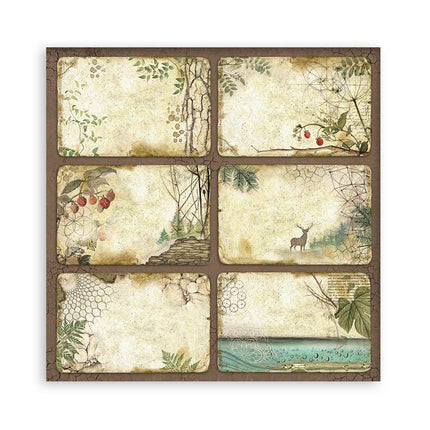 Paper pad 30.5x30.5 cm - 22 sheets - Single-sided - 18 printed sheets + 6 Grass paper Forest