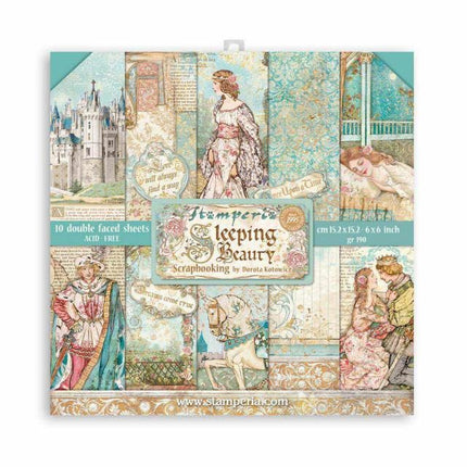 Extra small Pad 10 sheets - 15.24x15.24 (6"x6") Double Face Sleeping Beauty