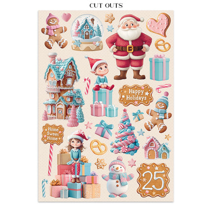 Junk journal stickers, cut-outs, backgrounds - Candy Christmas