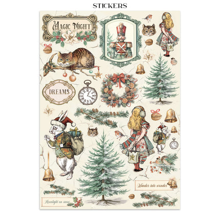 Junk journal stickers, cut-outs, backgrounds - Alice in Christmas
