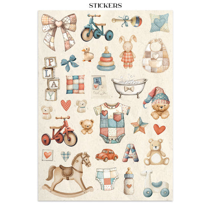 Junk journal stickers, cut-outs, backgrounds - Baby