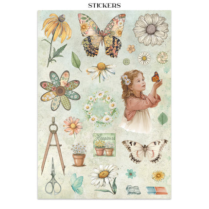 Junk journal stickers, cut-outs, backgrounds - Daisy Art