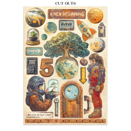 Junk journal stickers, cut-outs, backgrounds - A new Beginning  