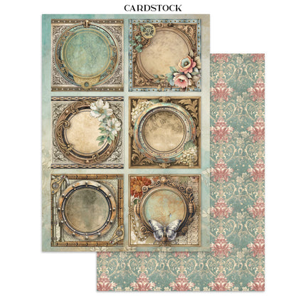 Printed Art Junk journal: stickers, cut-outs, backgrounds for Art and Craft - Gardens of Time